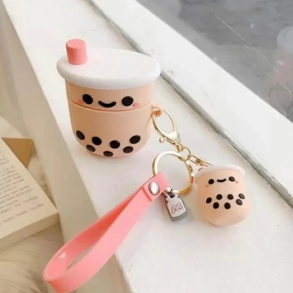 Boba AirPods Case with Keychain Milk Tea - Picture 1 of 1